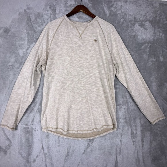 Abercrombie & Fitch Waffle Knit Pullover Shirt Mens Size Extra Large Beige - Picture 1 of 12